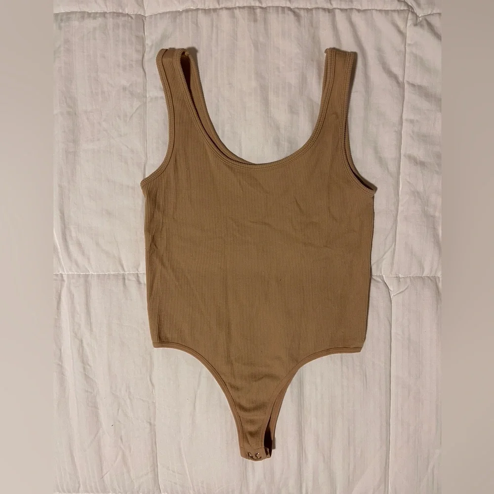 Tan Ribbed Bodysuit - Picture 1 of 4